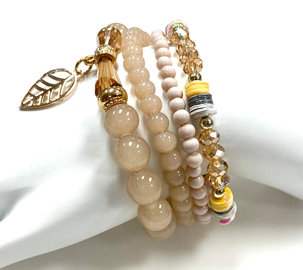 4 Piece Bracelet Set Beige