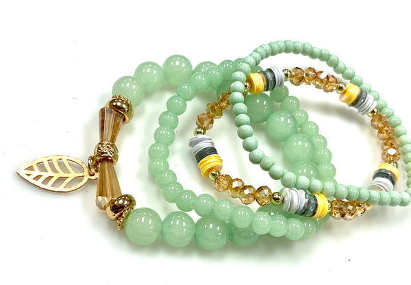 4 Piece Bracelet Set Green