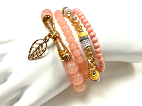 4 Piece Bracelet Set Peach