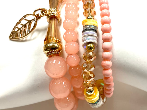 4 Piece Bracelet Set Peach