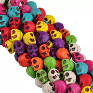Multi-Color Turquoise Skull Head Beads, Round Shape Beads, Turquoise Skull Gemstone Beads
