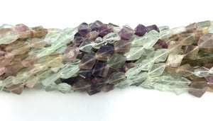 Natural Multi-Color Flourite Beads, Square Shape Beads,  Smooth Multi-Color Beads