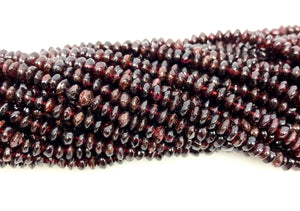 Natural Garnet Beads, Smooth Indian Beads, Roundelle Shape Garnet Stone Beads