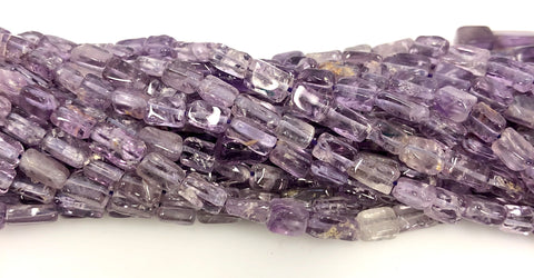 Natural Amethyst Beads, Square Shape Beads, Amethyst Smooth Beads