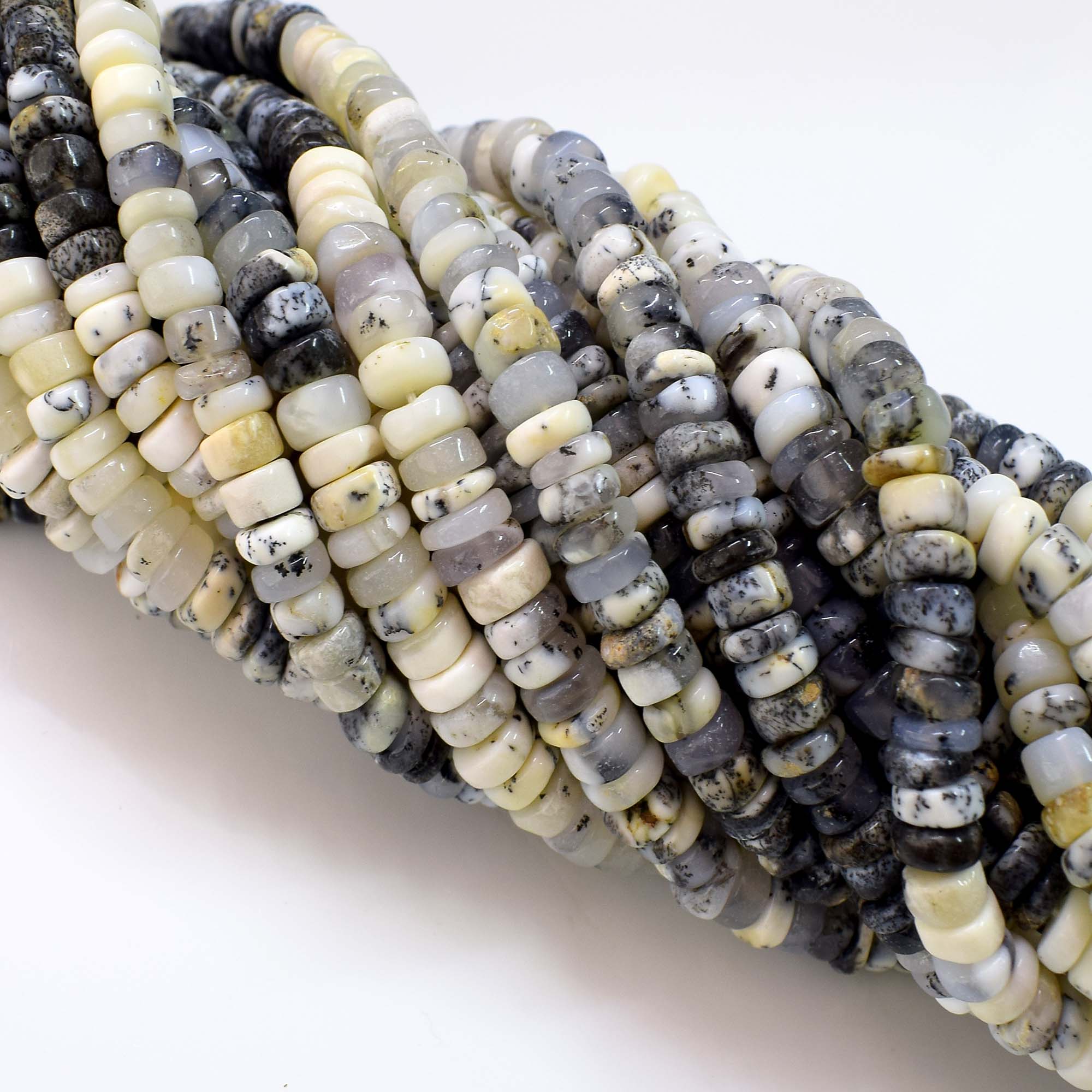 Natural Dendrite Opal Gemstone Beads, 6-7 mm Opal Heishi Shape Beads, Dendrite Opal Beads, AAA Quality Beads