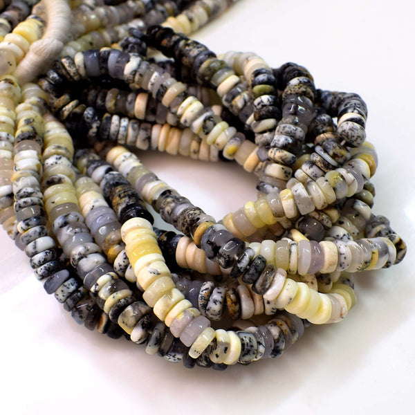 Natural Dendrite Opal Gemstone Beads, 6-7 mm Opal Heishi Shape Beads, Dendrite Opal Beads, AAA Quality Beads