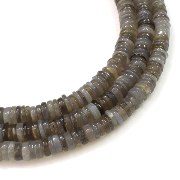 Natural Grey Moonstone Gemstone Beads, Heishi Rondelle Shape Moonstone Beads, 6-7 mm Moonstone Beads, Moonstone Beads, AAA Quality Beads