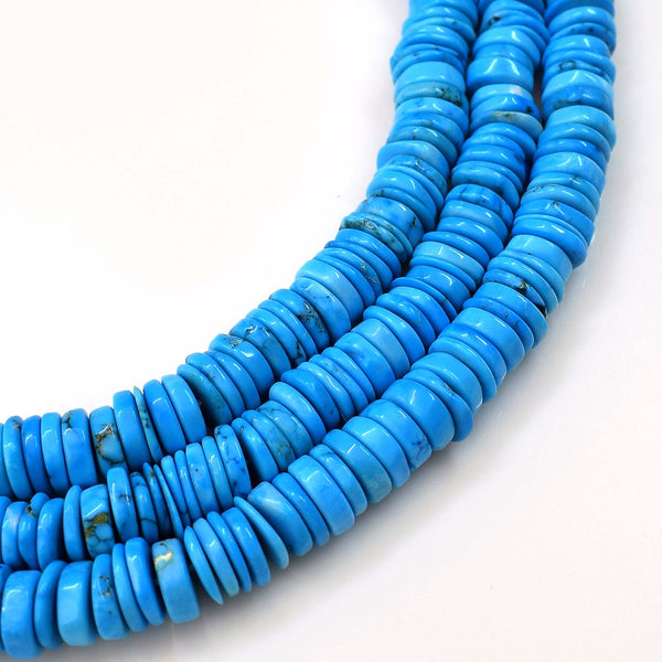 Natural Howlite Turquoise 6-7mm Heishi Rondelle Beads