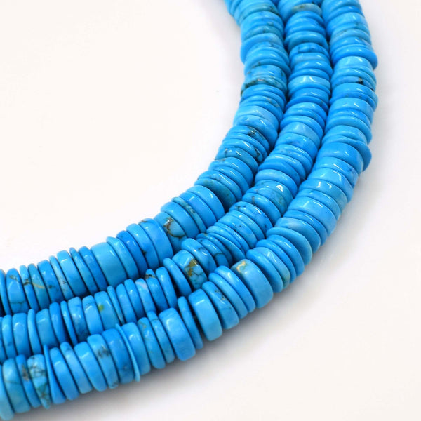 Natural Howlite Turquoise 6-7mm Heishi Rondelle Beads