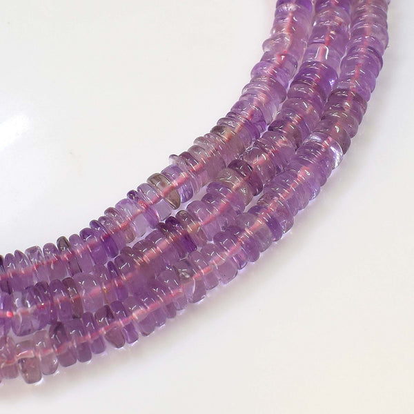 Natural Pink Amethyst Beads 6-7mm Heishi Rondelle Shape Beads For DIY Making Jewelry