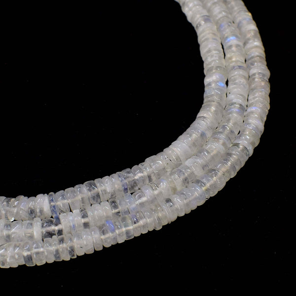 Natural Rainbow Moonstone 6-7mm Heishi Rondelle Shape Beads