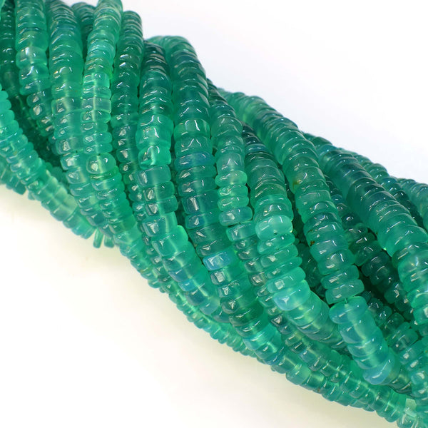 Natural Green Onyx Beads, Heishi Rondelle Shape 6-7mm Beads For Jewelry Making