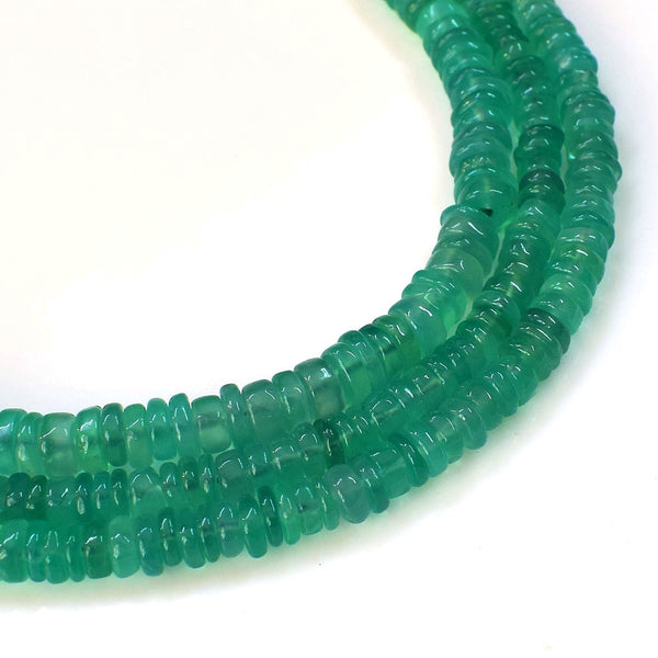 Natural Green Onyx Beads, Heishi Rondelle Shape 6-7mm Beads For Jewelry Making