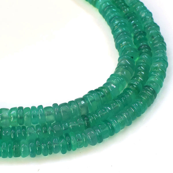 Natural Green Onyx Beads, Heishi Rondelle Shape 6-7mm Beads For Jewelry Making