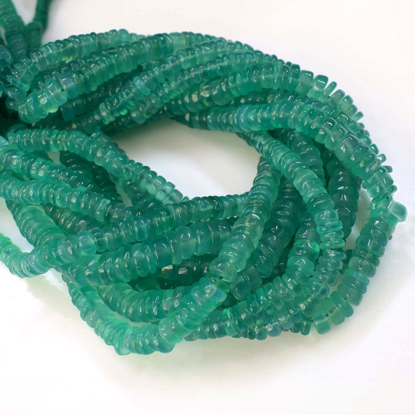 Natural Green Onyx Beads, Heishi Rondelle Shape 6-7mm Beads For Jewelry Making