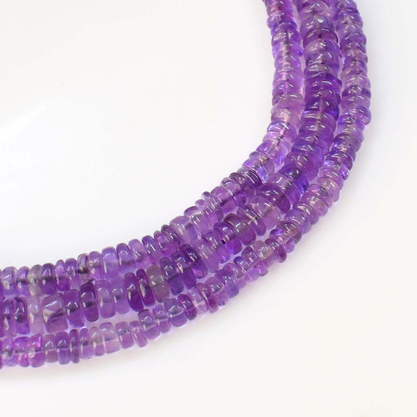 Natural Amethyst Gemstone Beads, Heishi Rondelle Shape 6-7mm Beads For Jewelry Making