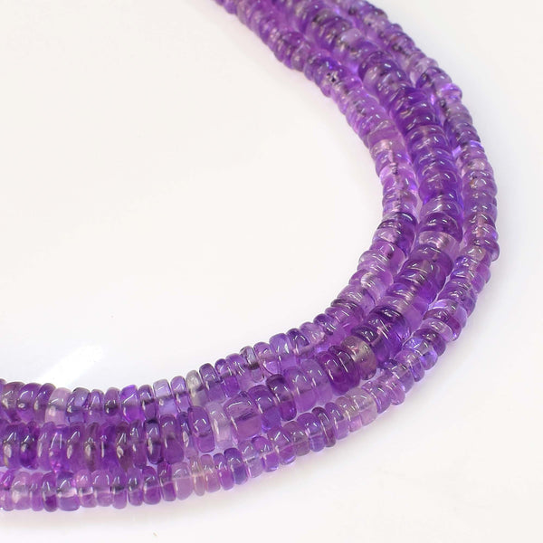 Natural Amethyst Gemstone Beads, Heishi Rondelle Shape 6-7mm Beads For Jewelry Making