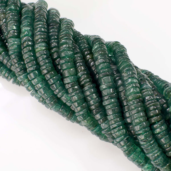 Natural Green Aventurine Gemstone Beads, Heishi Rondelle Shape 6-7mm Beads Jewelry Making