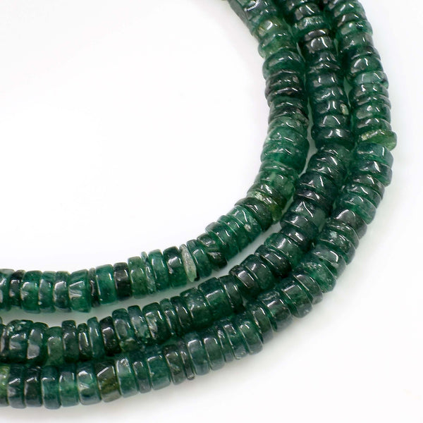 Natural Green Aventurine Gemstone Beads, Heishi Rondelle Shape 6-7mm Beads Jewelry Making