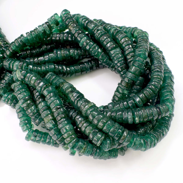 Natural Green Aventurine Gemstone Beads, Heishi Rondelle Shape 6-7mm Beads Jewelry Making