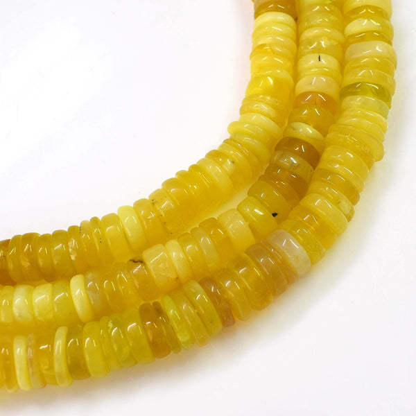 Natural Yellow Opal Gemstone Beads, 6-7mm Heishi Rondelle Shape Beads