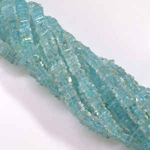 Natural Blue Topaz Gemstone Beads, 6-7mm Heishi Square Shape Beads