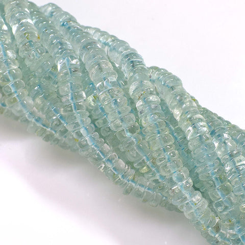 Natural Blue Topaz Gemstone Beads, 6-7mm Heishi Rondelle Beads