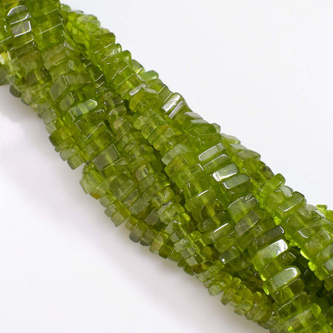 Natural Peridot Gemstone Beads, 6-7mm Heishi Square Shape Beads