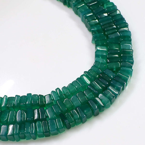 Natural Green Onyx Gemstone Beads, 6-7mm Heishi Square Shape Beads