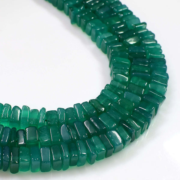 Natural Green Onyx Gemstone Beads, 6-7mm Heishi Square Shape Beads