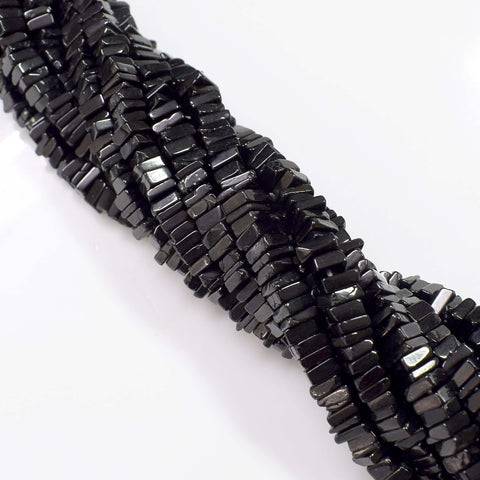 Natural Black Spinel Gemstone Beads, 6-7mm Heishi Square Shape Beads