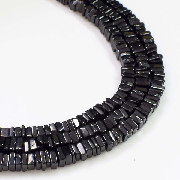 Natural Black Spinel Gemstone Beads, 6-7mm Heishi Square Shape Beads