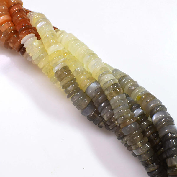 Natural Multi Moonstone Beads, 6-7mm Heishi Rondelle Shape Beads