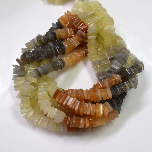 Natural Multi Moonstone Beads, 6-7mm Heishi Square Shape Beads