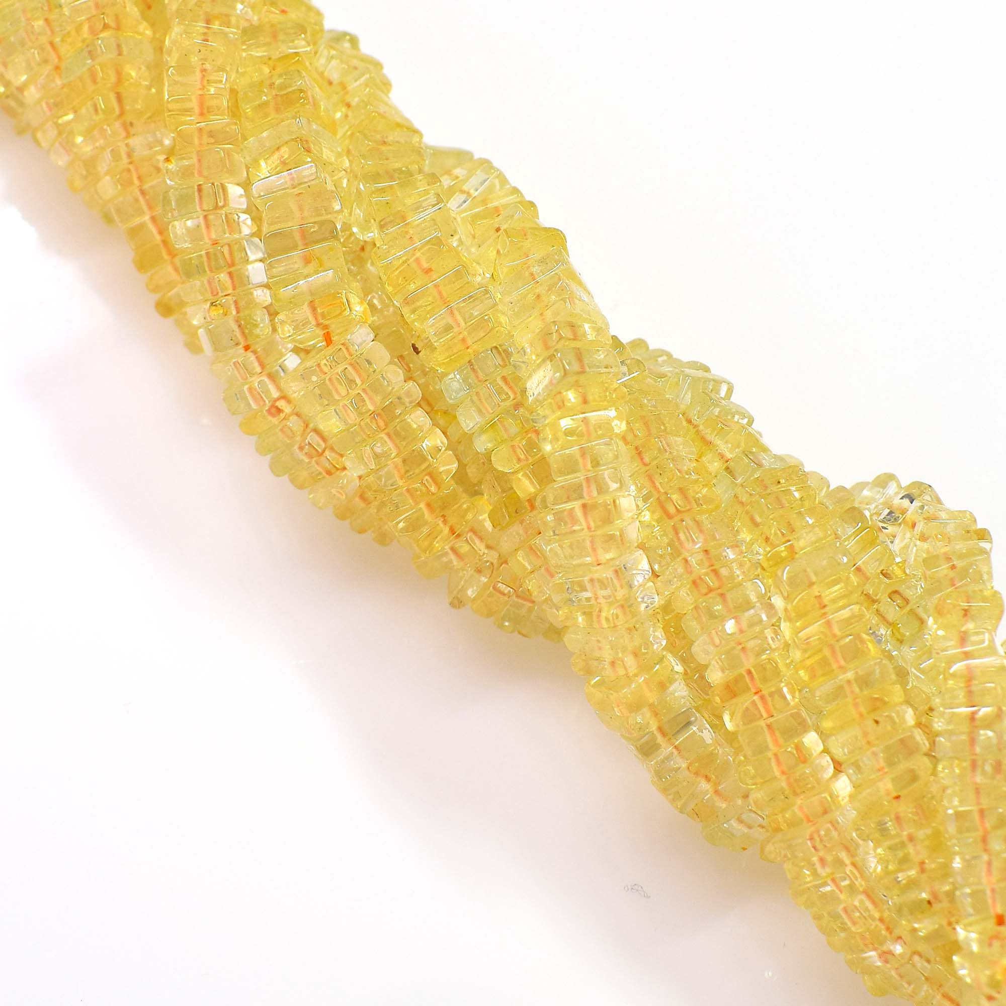 Natural Citrine Gemstone Beads, 6-7mm Faceted Heishi Square Shape Beads