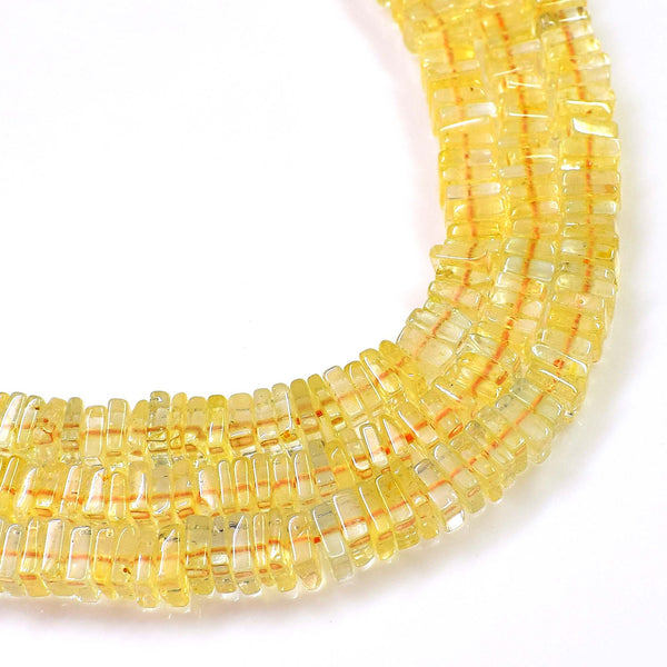 Natural Citrine Gemstone Beads, 6-7mm Faceted Heishi Square Shape Beads