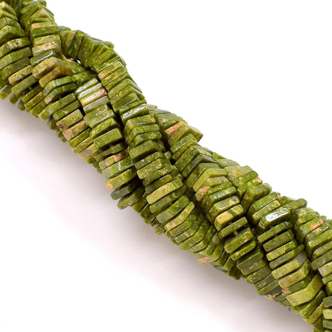 Natural Unakite Gemstone Beads 6-7mm Heishi Square Shape Beads