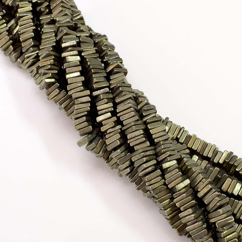 Natural Pyrite Gemstone Beads, 6-7 Heishi Square Shape Beads