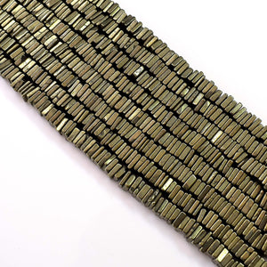 Natural Pyrite Gemstone Beads, Pyrite 6-7mm, Heishi Square Shape Pyrite, Pyrite Faceted Beads