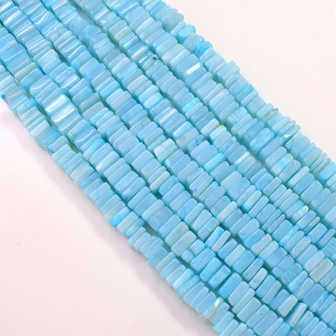 Natural Blue Opal Gemstone Beads 6-7mm Smooth Heishi Square Shape Beads