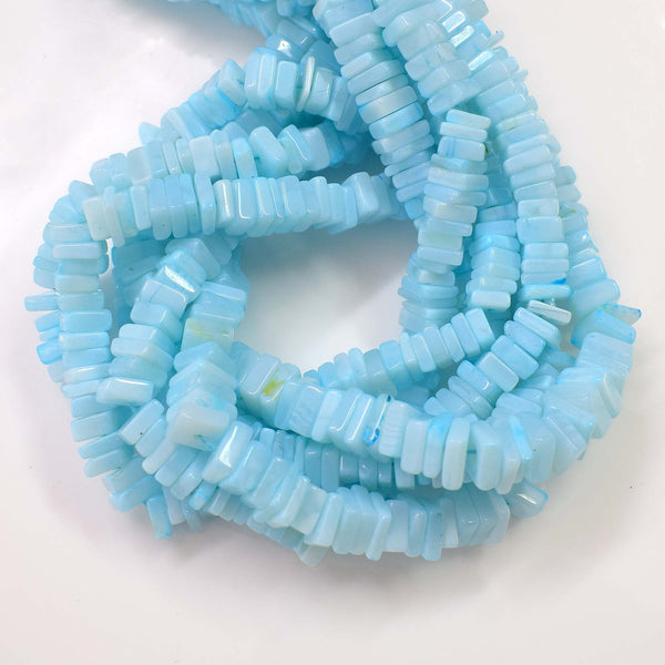 Natural Blue Opal Gemstone Beads 6-7mm Smooth Heishi Square Shape Beads