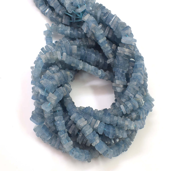 Natural Aquamarine Gemstone Beads 6-7mm Heishi Square Shape Beads