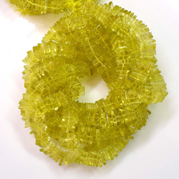 Natural Lemon Citrine Beads, Citrine Heishi Square Shape, 6-7mm Citrine, Lemon Citrine Gemstone Beads