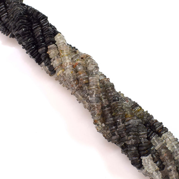 Natural Black Rutile Gemstone Beads Heishi Square Shape 6-7mm Beads