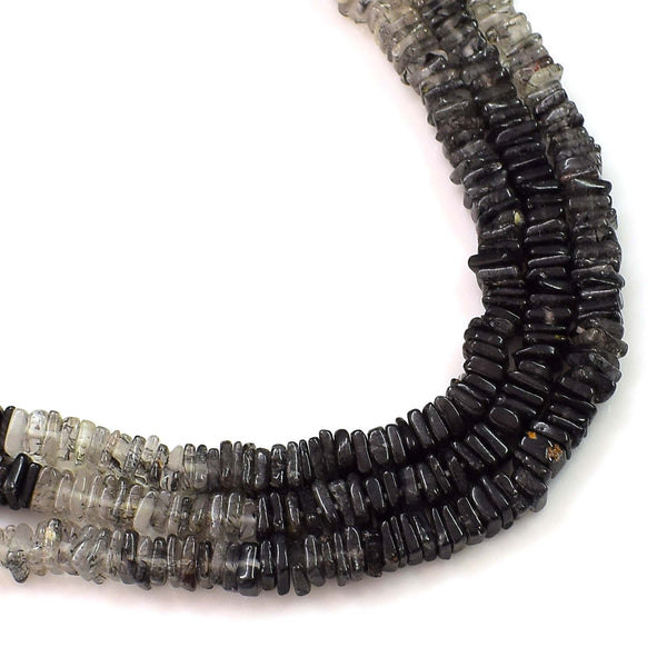 Natural Black Rutile Beads, Heishi Square Rutile Beads, Rutile 6-7mm Beads, Black Rutile Faceted Gemstone Beads