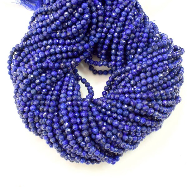 Natural Lapis Lazuli Beads / Round Shape Faceted Lapis / 3-4mm Lapis Gemstone Beads