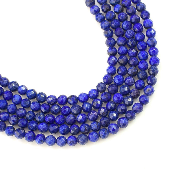 Natural Lapis Lazuli Beads / Round Shape Faceted Lapis / 3-4mm Lapis Gemstone Beads