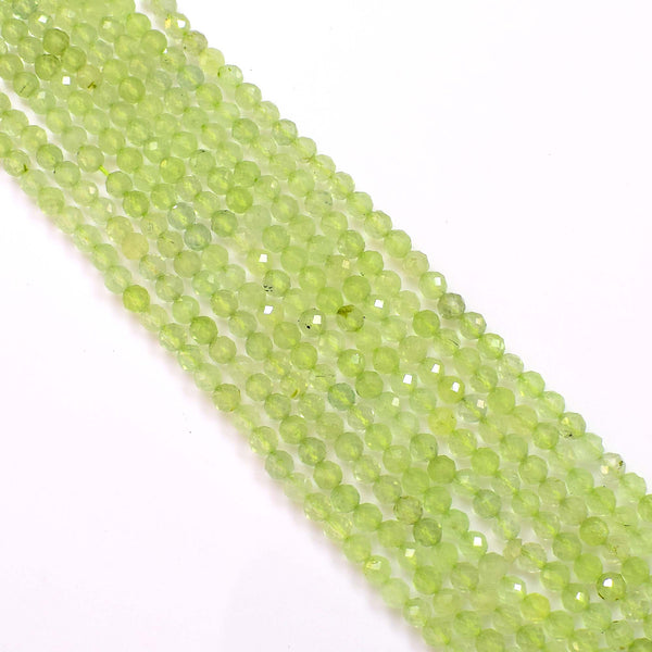 Natural Prehnite Beads / Round Shape Prehnite Beads / 3-4mm Faceted Prehnite Gemstone Beads