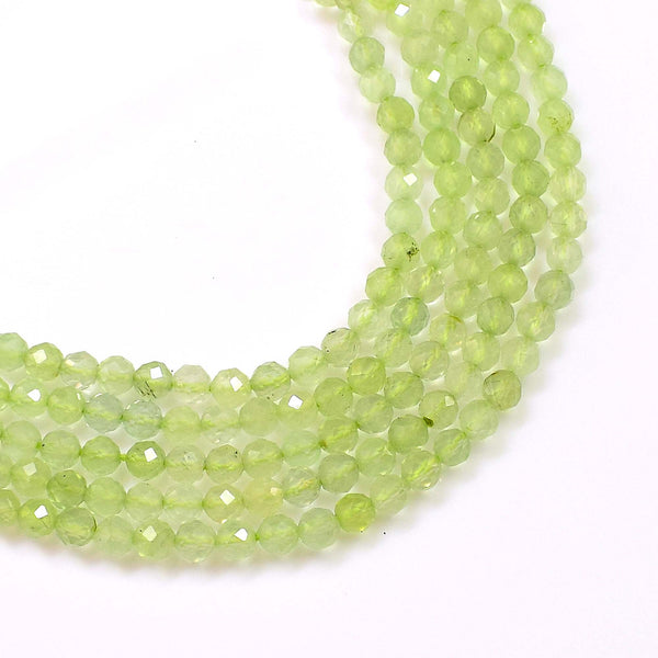 Natural Prehnite Beads / Round Shape Prehnite Beads / 3-4mm Faceted Prehnite Gemstone Beads