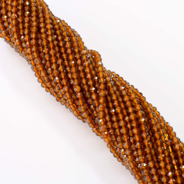 Natural Citrine Beads / Round Shape Faceted Citrine / 3-4mm Citrine Gemstone Beads